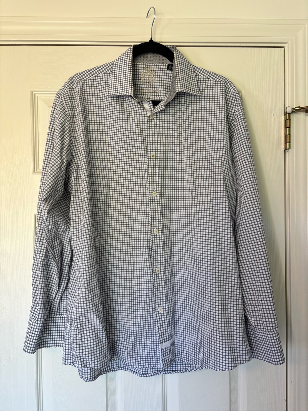 English Laundry Gray and White Checked Dress Shirt